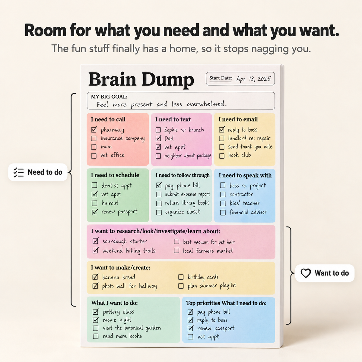 ADHD Brain Dump Notepad